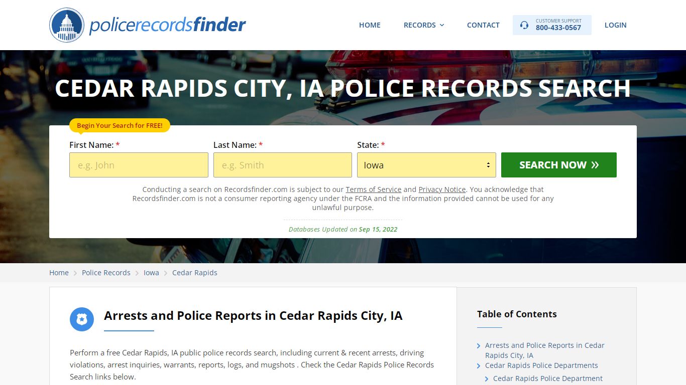 Cedar Rapids, Linn County, IA Police Reports & Police Department Records